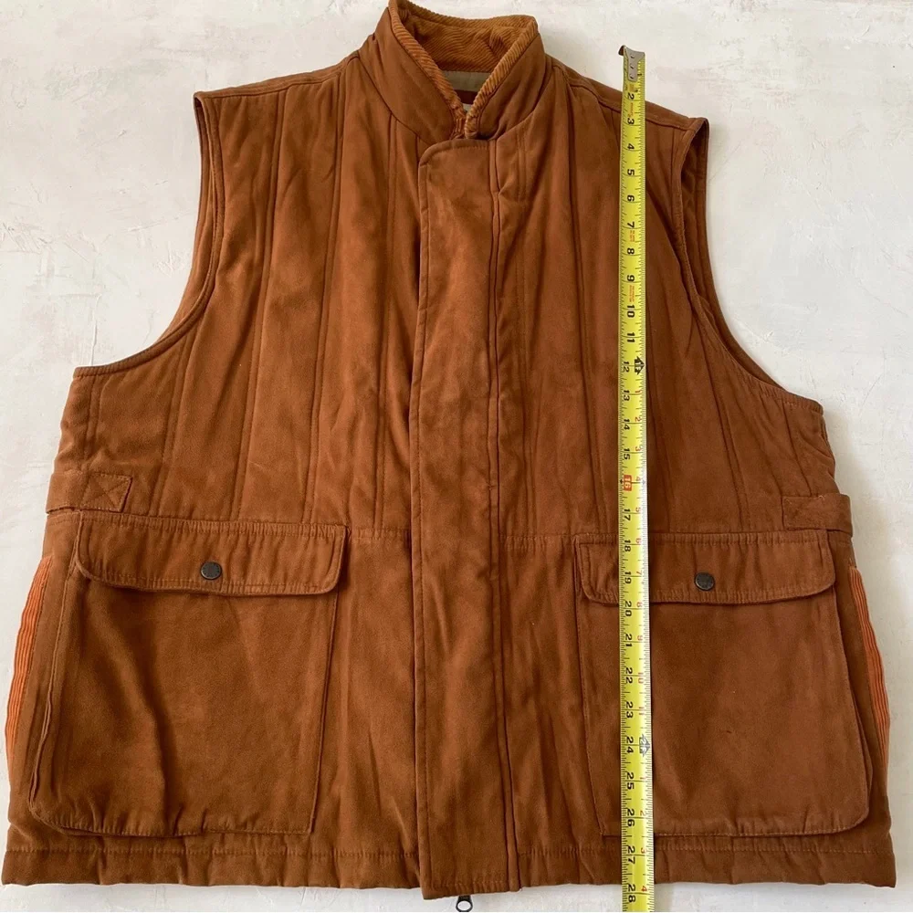 Orvis Mens Vest Brown Burnt Amber Sueded Polyester Corduroy Collar Size XL - Picture 8 of 8